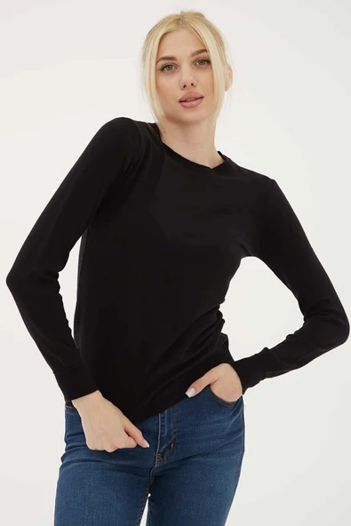 FASHION FRIENDS KADIN BİSİKLET YAKA KAZAK 25K0777K1 ürün görseli 1
