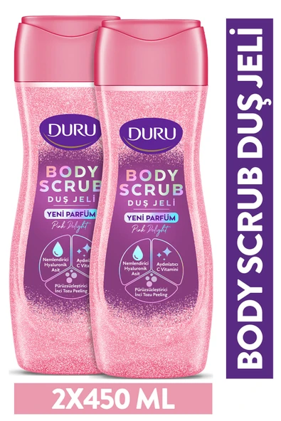 DURU Body Scrub Duş Jeli Pink Delight 2x450ml ürün görseli 1