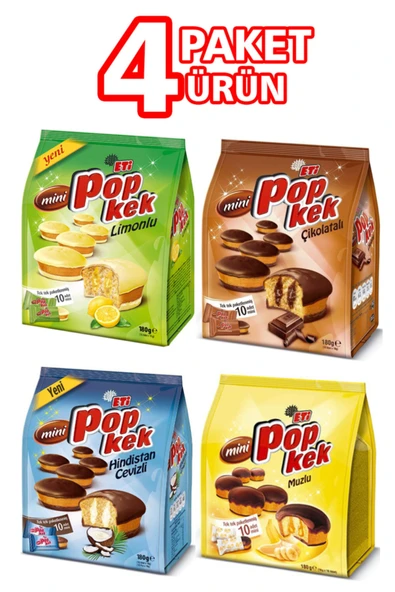 ETİ Popkek Mini 10lu 4 Çeşit 4 Paket ürün görseli 1