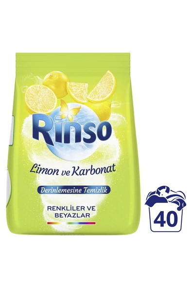 RİNSO Limon ve Karbonat Renkliler ve Beyazlar İçin Toz Çamaşır Deterjanı 6 kg 40 Yıkama ürün görseli 1