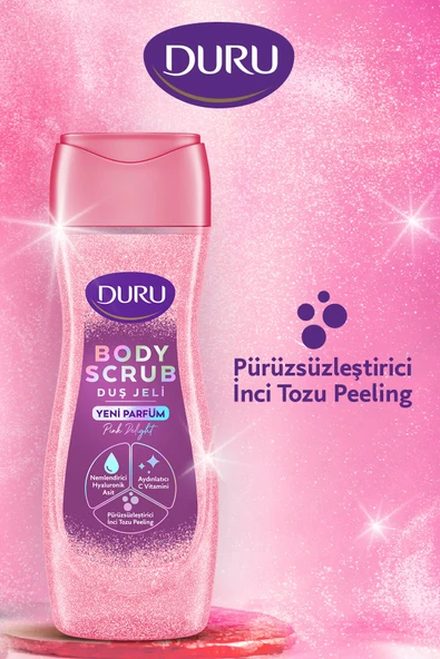 DURU Body Scrub Duş Jeli Pink Delight 2x450ml - Resim 3