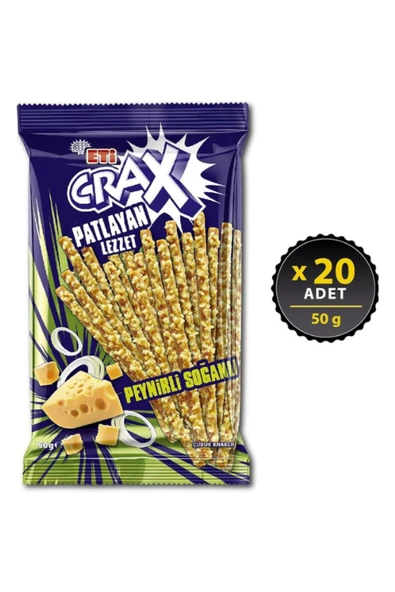ETİ Crax Patlayan Lezzet Peynirli Soğanlı Çubuk Kraker 50 g x 20 Adet ürün görseli 1