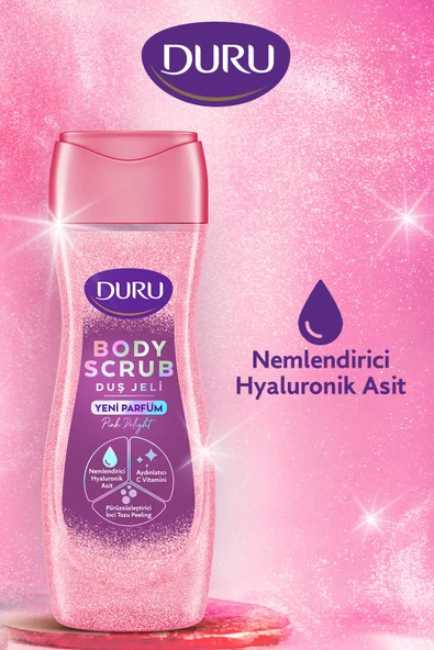 DURU Body Scrub Duş Jeli Pink Delight 2x450ml - Resim 5