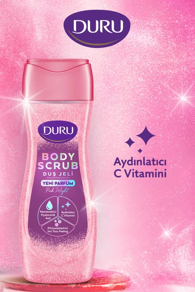 DURU Body Scrub Duş Jeli Pink Delight 2x450ml - Resim 4