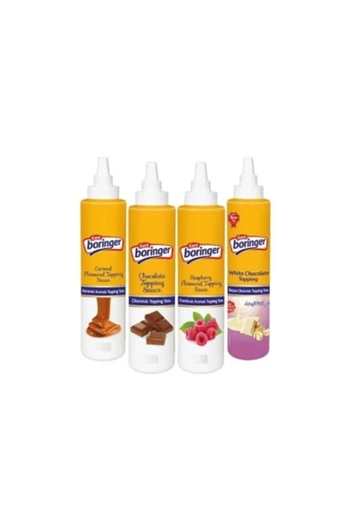 Kent Boringer Karma Koli Topping Sos (KARAMELLİ ÇİKOLATALI FRAMBUAZLI BEYAZ ÇİKOLATA 300 gr * 4 adet ürün görseli 1