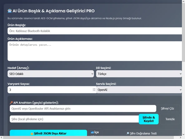 AI Ürün Başlık & Açıklama Geliştirici PRO ürün görseli 1