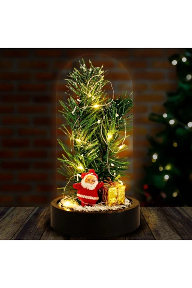 Yeni Yıl Ruhunu Yansıtan Led Işıklı Yılbaşı Çam Ağacı Dekoru Noel Baba Çam Ağacı Figürlü Ledli Fanus ürün görseli 1