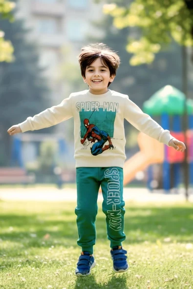 Örümcek Adam Yeşil Renk Erkek Çocuk Eşofman Takım ürün görseli 1