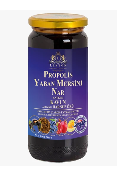 Propolis Yaban Mersini Nar Katkılı Kavun Aromalı Harnup Özü 310 gr ürün görseli 1