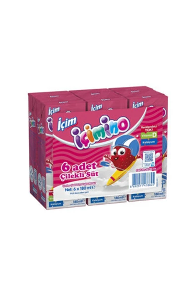 ÜLKER İçimino Çilekli Süt 6X180ml ( 1 ADET ) ürün görseli 1