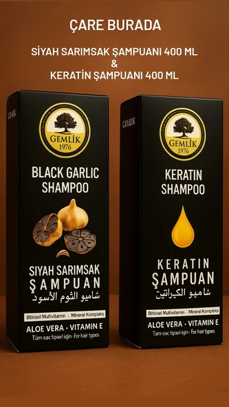 Siyah Sarımsak Şampuanı (400 Ml) + Keratin Şampuanı (400 Ml) ürün görseli 1