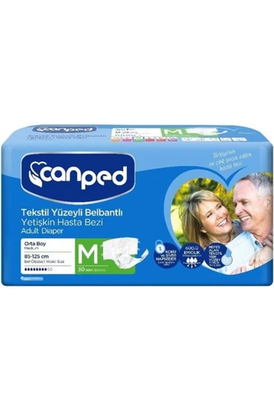 Canped Hasta Bezi Yetişkin Bel Bantlı Tekstil Yüzey M-Orta Boy 30 Adet Tekli Pk ( TEKLİDİR ) ürün görseli 1