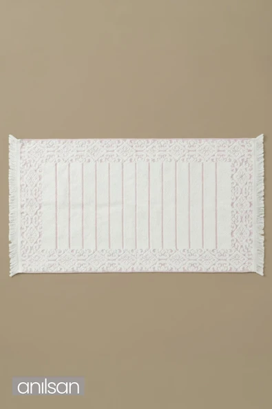 Aflora %100 Pamuk Ayak Havlusu - Beyaz - Mor 60x130, 690 Gr ürün görseli 1