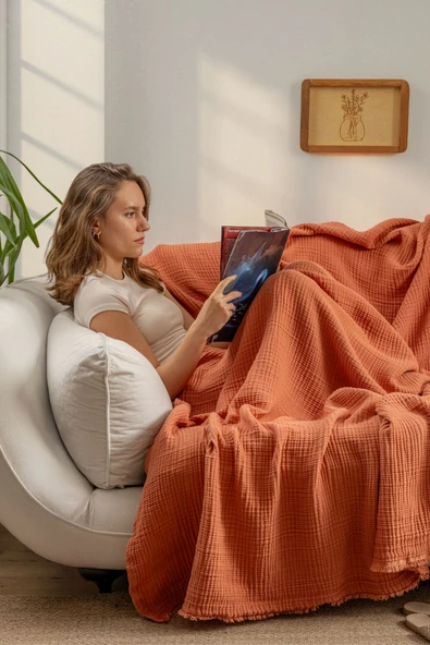 Rayme Textile Müslin Yatak Örtüsü Ultra Yumuşak Yüksek Kaliteli 4 Kat Muslin Pike (Tek Kişilik (240x280 cm) ürün görseli 1