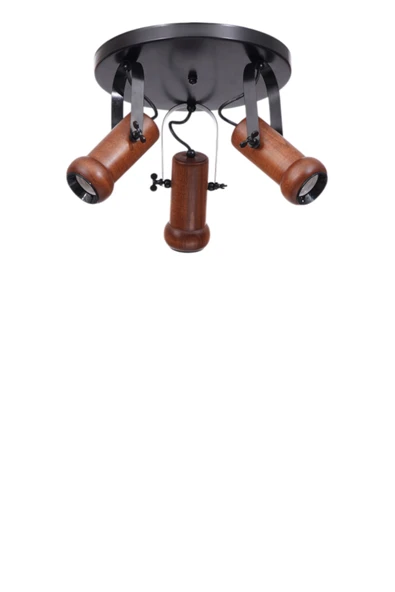 Lumexx PASCAL 3 LÜ TEPSİLİ CEVİZ PLAFONYER AVİZE - Resim 3