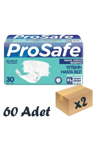 Tekstil Yüzeyli Bel Bantlı Yetişkin Hasta Bezi Xlarge 30'lu 2 Paket 60 Adet ürün görseli 1