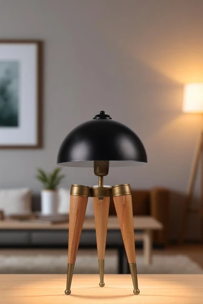 Lumexx STİL NATUREL SİYAH RETRO BAŞLIKLI MASA LAMBASI ürün görseli 1