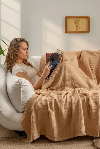Rayme Textile Müslin Yatak Örtüsü Ultra Yumuşak Yüksek Kaliteli 4 Kat Muslin Pike (Tek Kişilik (240x280 cm) ürün görseli 1
