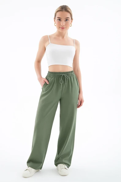 FASHION FRIENDS KADIN GENİŞ PAÇA KETEN PANTOLON 25Y0608K1 ürün görseli 1