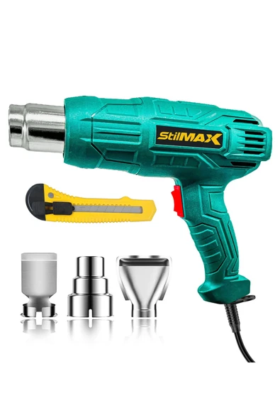stilmax Germany Akım Koruma Bakır Rezistans Sıcak Hava Isı Tabancası 2 Kademeli 4200w 900 ° C + Maket Bıçağı ürün görseli 1