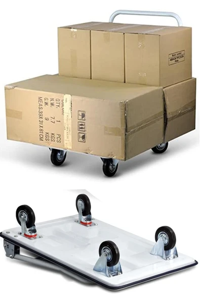 stilmax 300 Kg Kapasiteli Katlanır Tabla Koli Yük Paket Taşıma El Arabası Kaydırmaz Taban Depo El Arabası ürün görseli 1