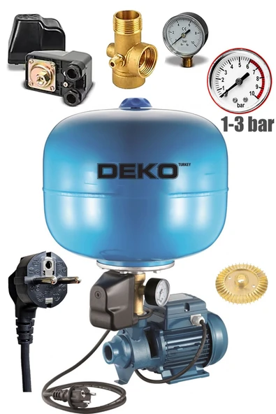 DEKO TURKEY 24Lt Paslanmaz Tank + Hidrofor Motoru 2 Kat 2 Daire Paket Hidrofor Seti Santrifüj Full Bakır Pompa ürün görseli 1
