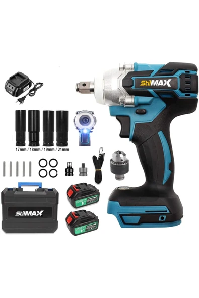 stilmax Germany Bl Motor 58v 10ah Çift Torq Somun Sıkma Sökme Bijon Matkap + Super Aksesuar Seti ürün görseli 1