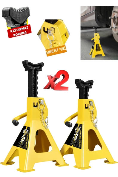 stilmax Çift Kilitli ve Geniş Tabanlı 4 Ayaklı 3 Ton Tonajlı Sehba Kriko Standı 2x Adet Araba Kriko Standı ürün görseli 1