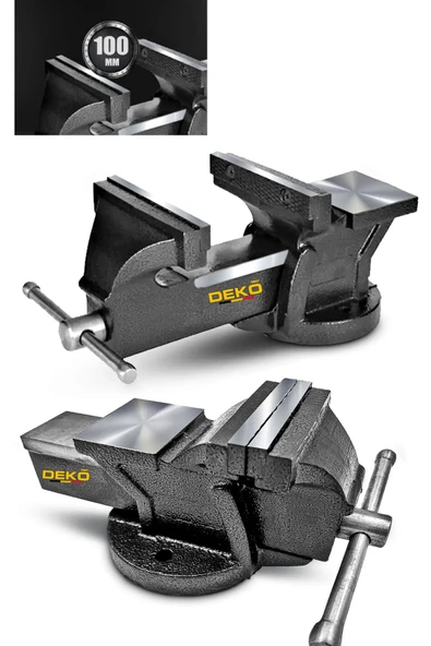 DEKO TURKEY 100mm 4" Sabit Tabanlı Özel Alaşım Paslanmaz Çelik Sabit Tezgah Masa Mengenesi Örslü ürün görseli 1