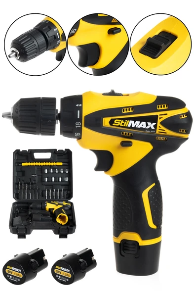 stilmax Germany Type 36 V 5 Ah Çift Şanzımanlı Samsung Çift Akülü Şarjlı Matkap Vidalama + 24 Parça Set ürün görseli 1