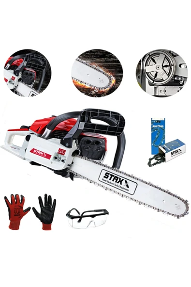 STAXX POWER American Ağaç Odun Dal Kesme Makinesi Motorlu Benzinli Testere 58cc 5.9 Hp + Yedek Zincir ürün görseli 1