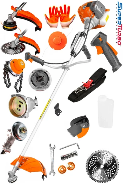 stilmax Germany SUPERTURBO  20HPX Yan Tipi Benzinli Motorlu Ot Çalı Tırpanı + Canavar Başlık Misina Kafası ürün görseli 1
