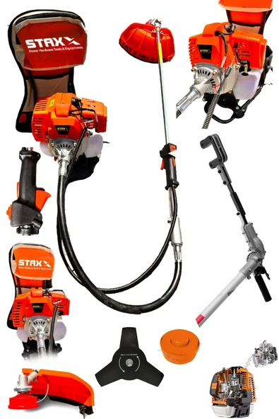 STAXX POWER Çelik Krank 3hp 52cc Benzinli Sırt Tipi Tırpan Çayır Ot Biçme Makinesi + Zeytin Silkeleme Makinesi ürün görseli 1