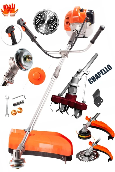stilmax Kömürsüz Motor 20HPX Çelik Krom Piston Benzinli Ot Çalı Çim Biçme Makinası Yan Tırpan + Chapello Set ürün görseli 1