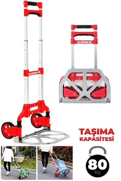 stilmax Stm80eb 80kg Kapasiteli Teleskopik, Katlanır El Arabası Koli Yük Paket Taşıma El Arabası 80kg ürün görseli 1