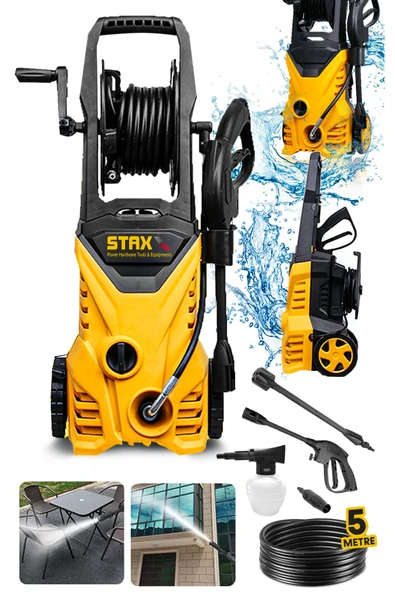 STAXX POWER 135 Bar 1500w Bakır Sargılı Yüksek Basınçlı Bahçe Ve Oto Yıkama Makinesi Seti + Fiber Bez Hediyeli ürün görseli 1