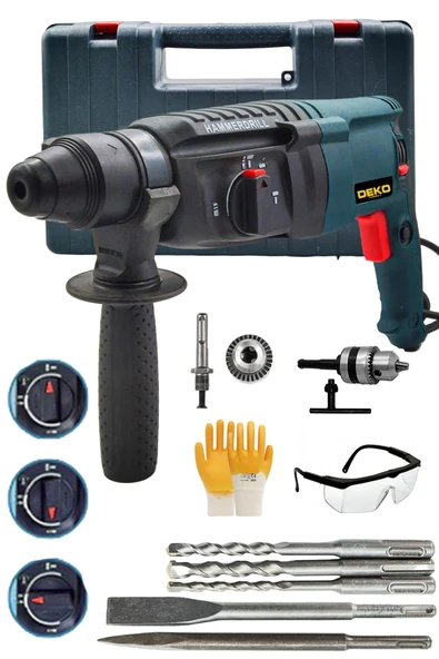 DEKO TURKEY Dkt2645 Metal Dişli Şanzıman Kırıcı Delici Darbeli Matkap 2-26mm Hilti 5.5 J 4500w + Mandren Hediye ürün görseli 1
