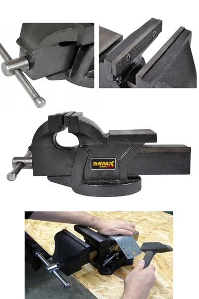 stilmax Germany Pro 125mm 5" Sabit Tabanlı Özel Alaşım Paslanmaz Çelik Sabit Tezgah Masa Mengenesi Örslü ürün görseli 1
