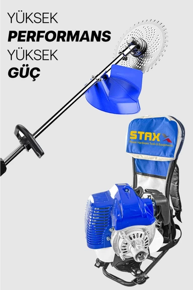 STAXX POWER Germany Turbo 2 Zamanlı 7.9 Hp 63cc Metal Dişli Benzinli Sırt Tipi Tırpan Ot Çayır Çim Biçme + Yağ ürün görseli 1