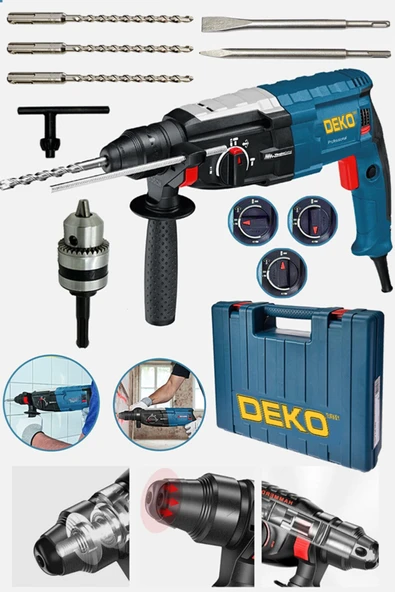DEKO TURKEY 3500 W Bakir Sargili Kırıcı Delici Hilti Matkap Metal Şanzumanlı + 5 Adet Uç Yedek Mandren ürün görseli 1