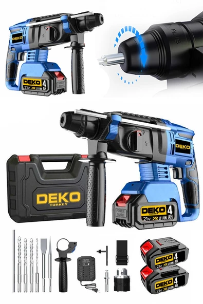DEKO TURKEY Dkt21kd 21v 4ah Çift Akülü 5 J Kırım Darbeli Kırıcı Delici Kömürsüz Brushless Motor Set ürün görseli 1