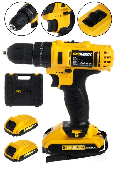 stilmax Germany Samsung Bataryalı 58 V 8ah Darbeli Şarjlı Matkap Vidalama Seti Çift Akülü 2 Yıl Garantili ürün görseli 1