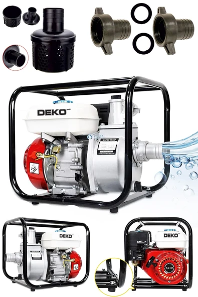 DEKO TURKEY Dkt301p 3 Parmak 80mm Metal Çarklı Sistem Benzinli Su Pompası Motopump 7.5hp Güçlü Motor 8mt Emiş ürün görseli 1