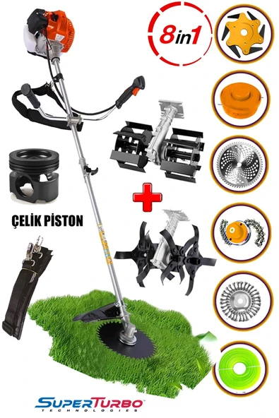 stilmax 20HPX Motorlu 8 Başlıklı Benzinli Yan Tırpan Arazi Seti Çapalama Eşeleme Toprak Havalandırma ürün görseli 1