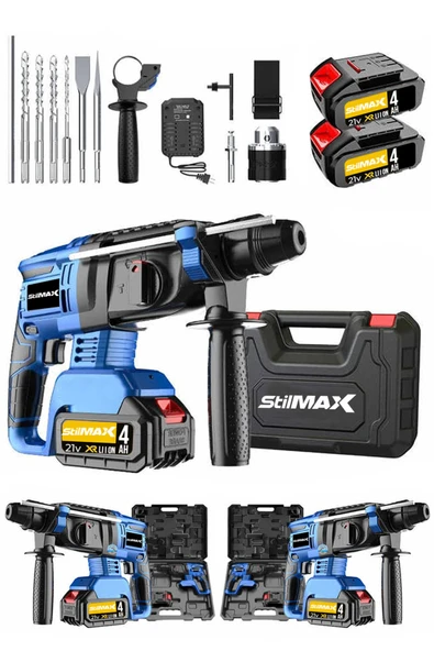 stilmax Skt214kd Akülü Kırıcı Delici 5j Kırım 21v 4ah Titanyum Çift Akülü Kırıcı Delici Hiltı + Set ürün görseli 1