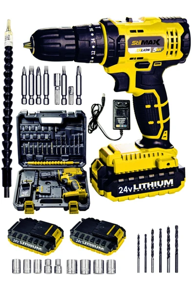 stilmax Stm1069 24v Çift Akülü Şarjlı Vidalama Darbeli Matkap Çantalı Set + 24parça Usta Seti ürün görseli 1