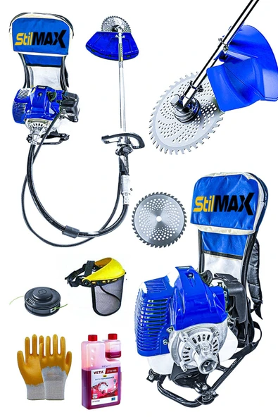 stilmax Germany Type Metal Dişli Benzinli Sırt Tipi Tırpan Çalı Ot Çayır Çim Biçme Makinesi 63cc 5.9 Hp ürün görseli 1