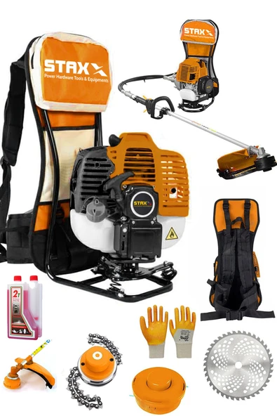STAXX POWER Turbo Çelik Krank 7.9hp 63cc Benzinli Sırt Tipi Tırpan Çayır Ot Biçme Makinesi +canavar Başlık +yağ ürün görseli 1