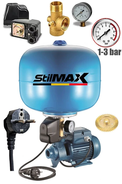 stilmax Bakır Sargılı 0.50HP SUS304 Paslanmaz Tank + 2 Kat 2 Daire Paket Hidrofor Otomatik Pompa Seti ürün görseli 1