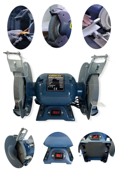 DEKO TURKEY Hybrid Tech 600 Watt Bakır Sargı Çark Motoru Balta Bıçak Bileme Taşlama Makinesi 200 Mm Çark Motoru ürün görseli 1